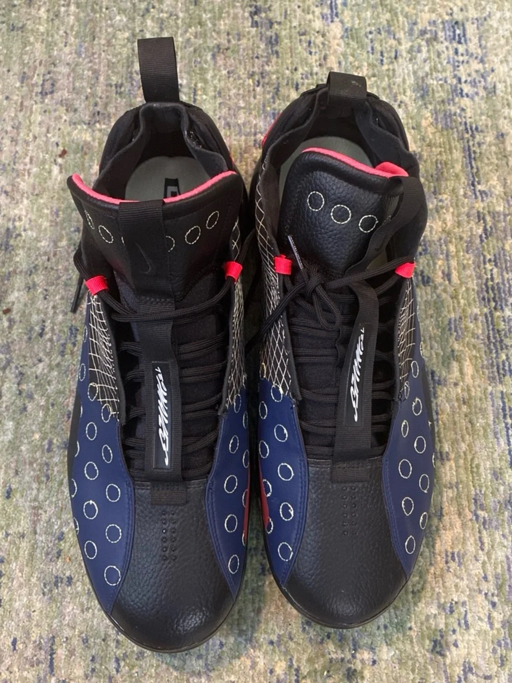 Men's Black and Blue Athletic Sneakers with Pink Accents